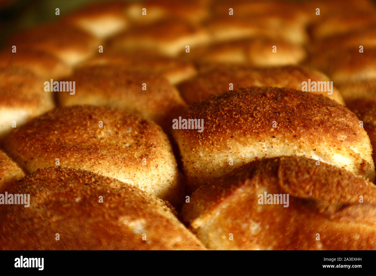 Photo of freshly baked Filipino bread called Pan de sal or salted bread