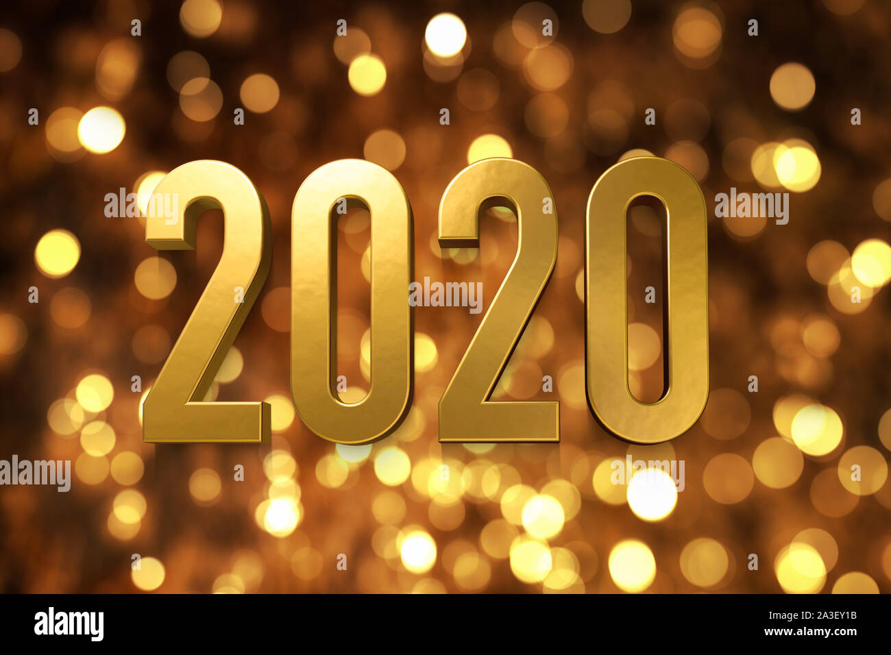 Illustration for new year 2020 with shiny and gold colors. Stock Photo