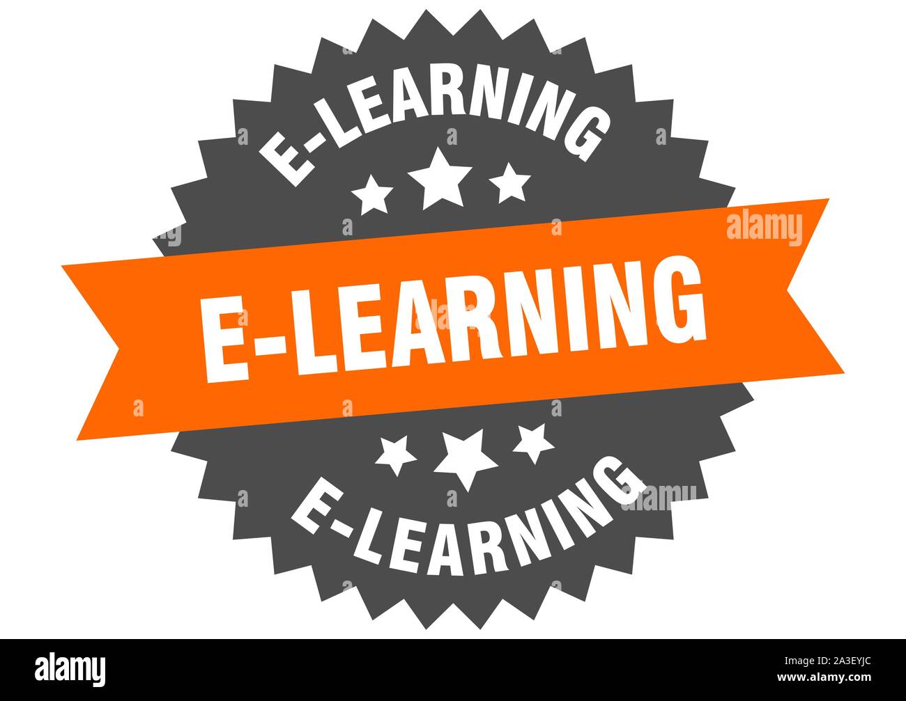 e-learning sign. e-learning orange-black circular band label Stock ...