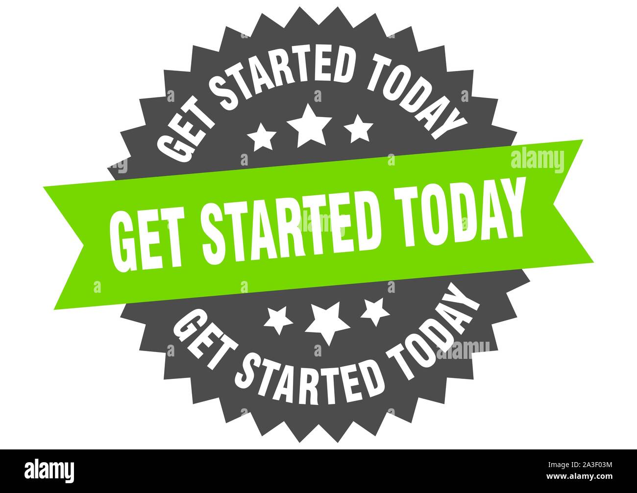 get started today sign. get started today green-black circular band label Stock Vector