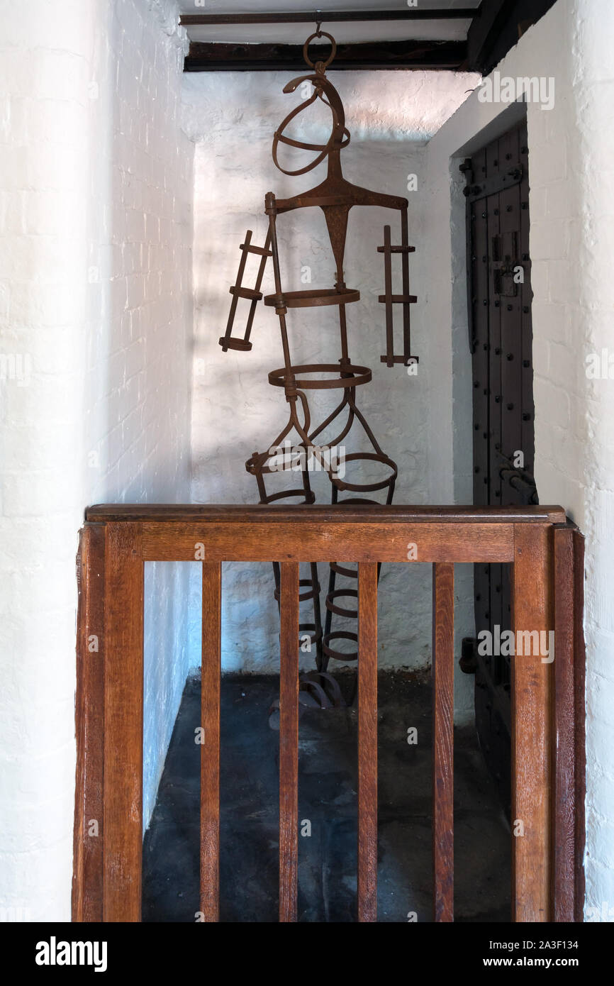 A replica of the Gibbet irons used to display the body of James Cook after he was hanged, The Old Gaol, Leicester Guildhall, England, UK Stock Photo