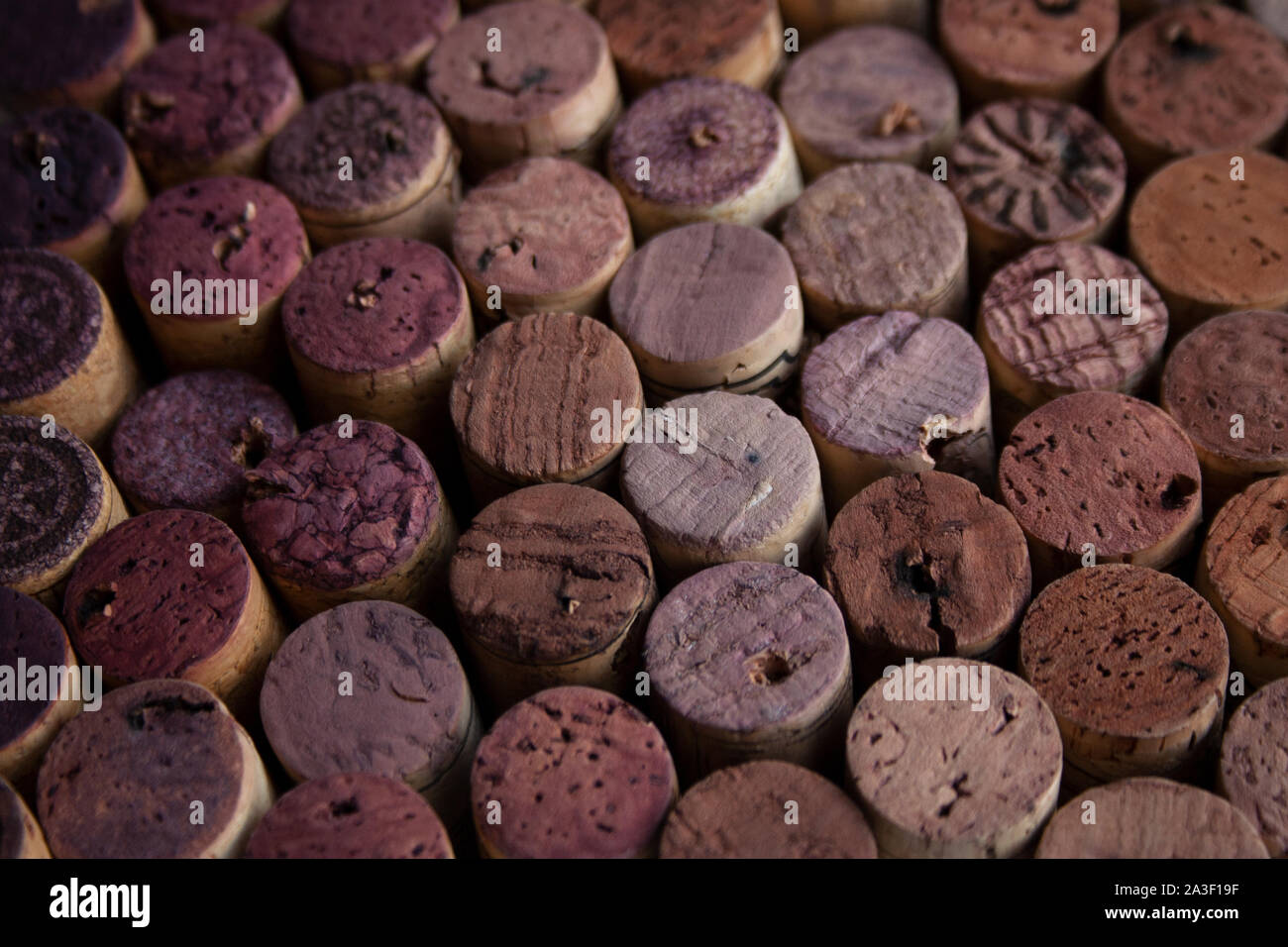 Wine corks maroon to purple gradient pattern Stock Photo