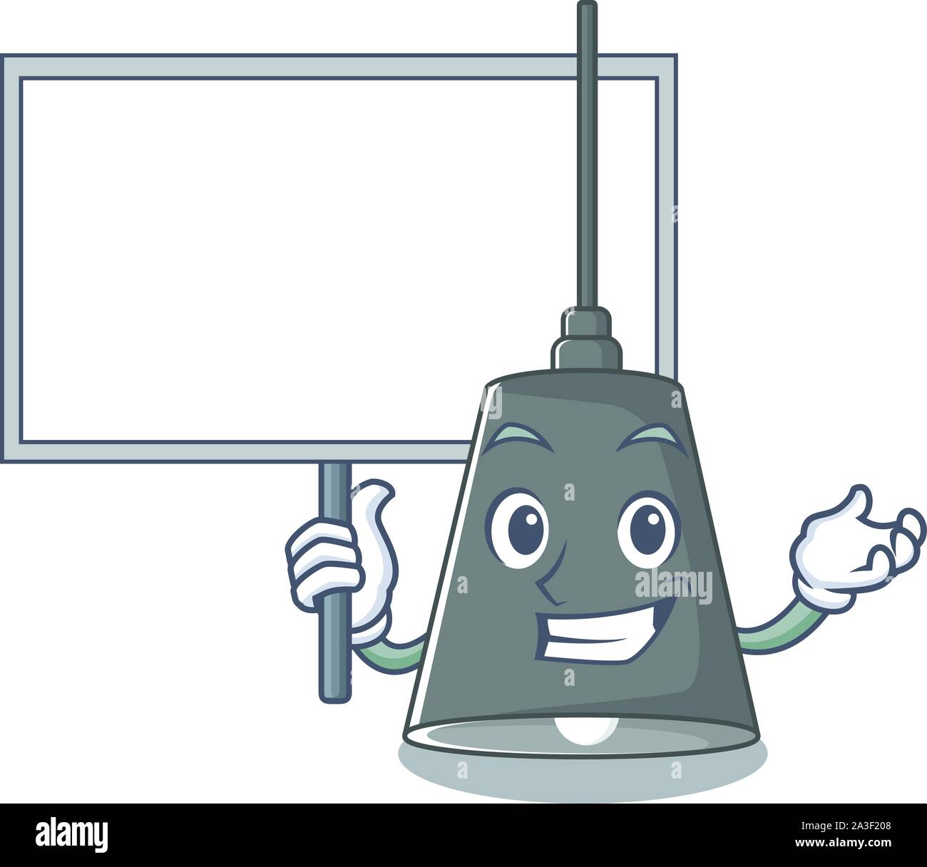 Bring board pendant lamp cartoon with mascot shape Stock Vector