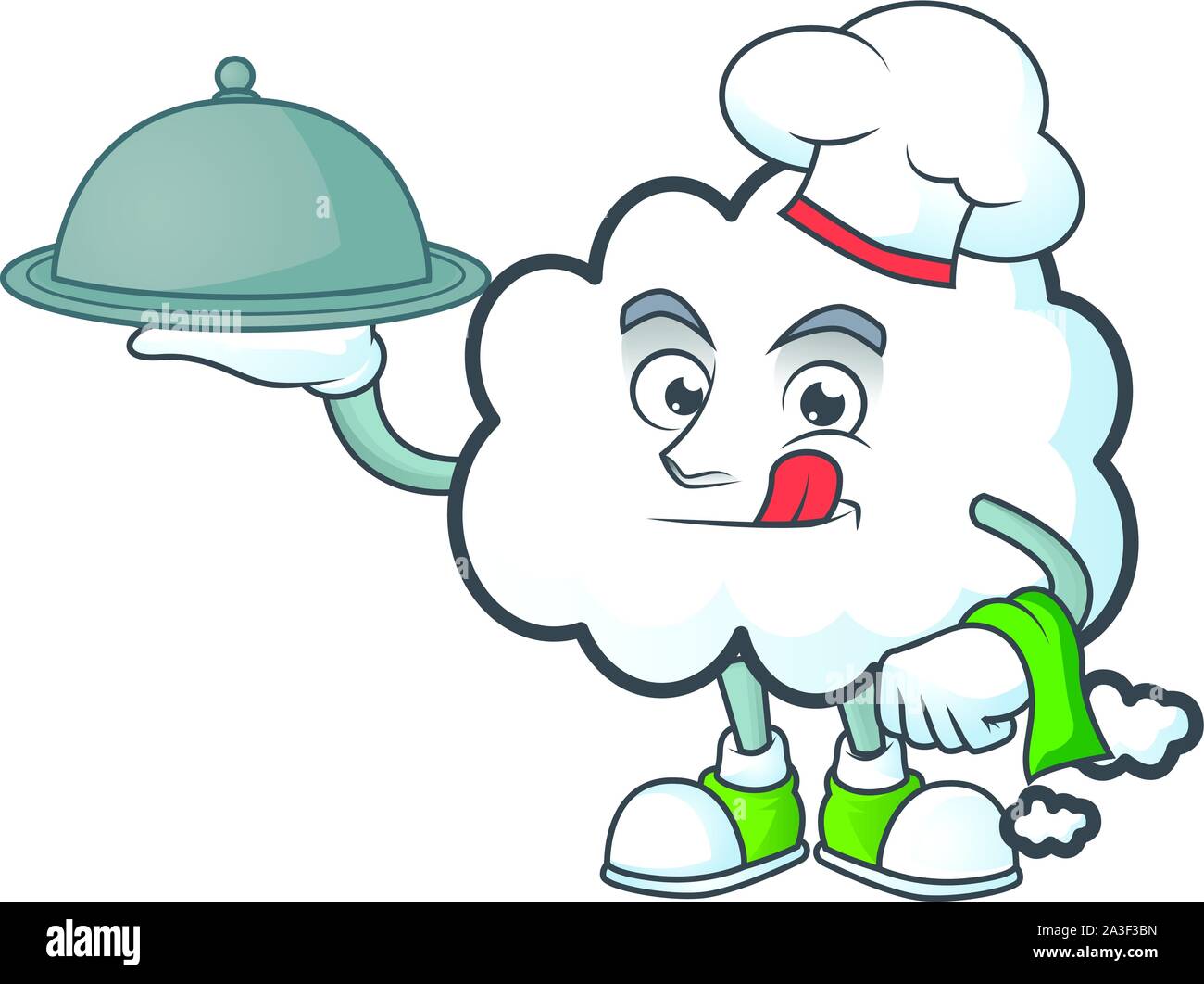 Chef with food design cloud bubble for icon thinking Stock Vector