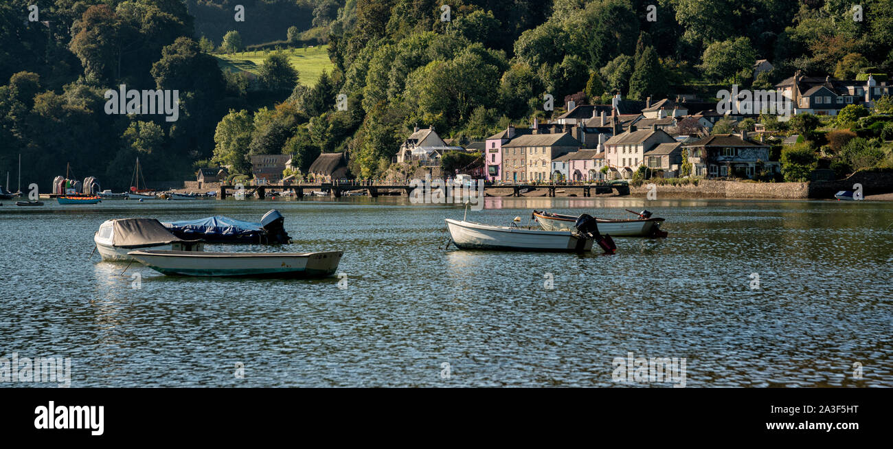 Boats on the River Dart at Dittisham, Devon, United Kingdom Stock Photo