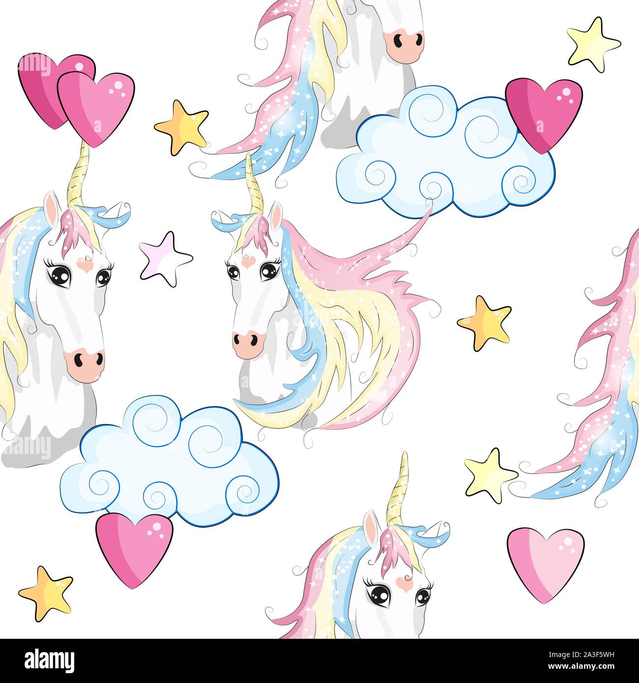 Seamless pattern with unicorn silhouette. Cute magic background ...
