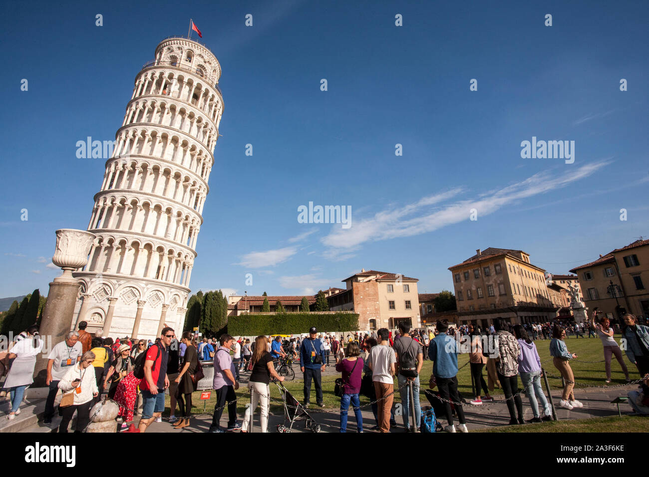 Pisa, Pisa Province, Tuscany, Italy. Campo dei Miracoli, or Field of Miracles. Also known as the Piazza del Duomo. The cathedral, or Duomo, and its be Stock Photo