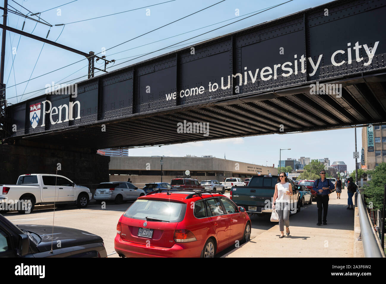 University City Philadelphia, view of the sign on a bridge