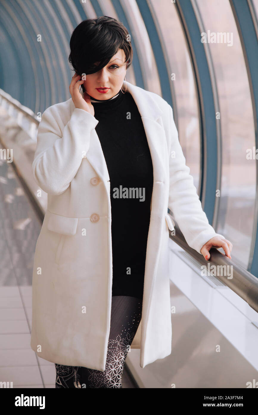 plus size white wool coat