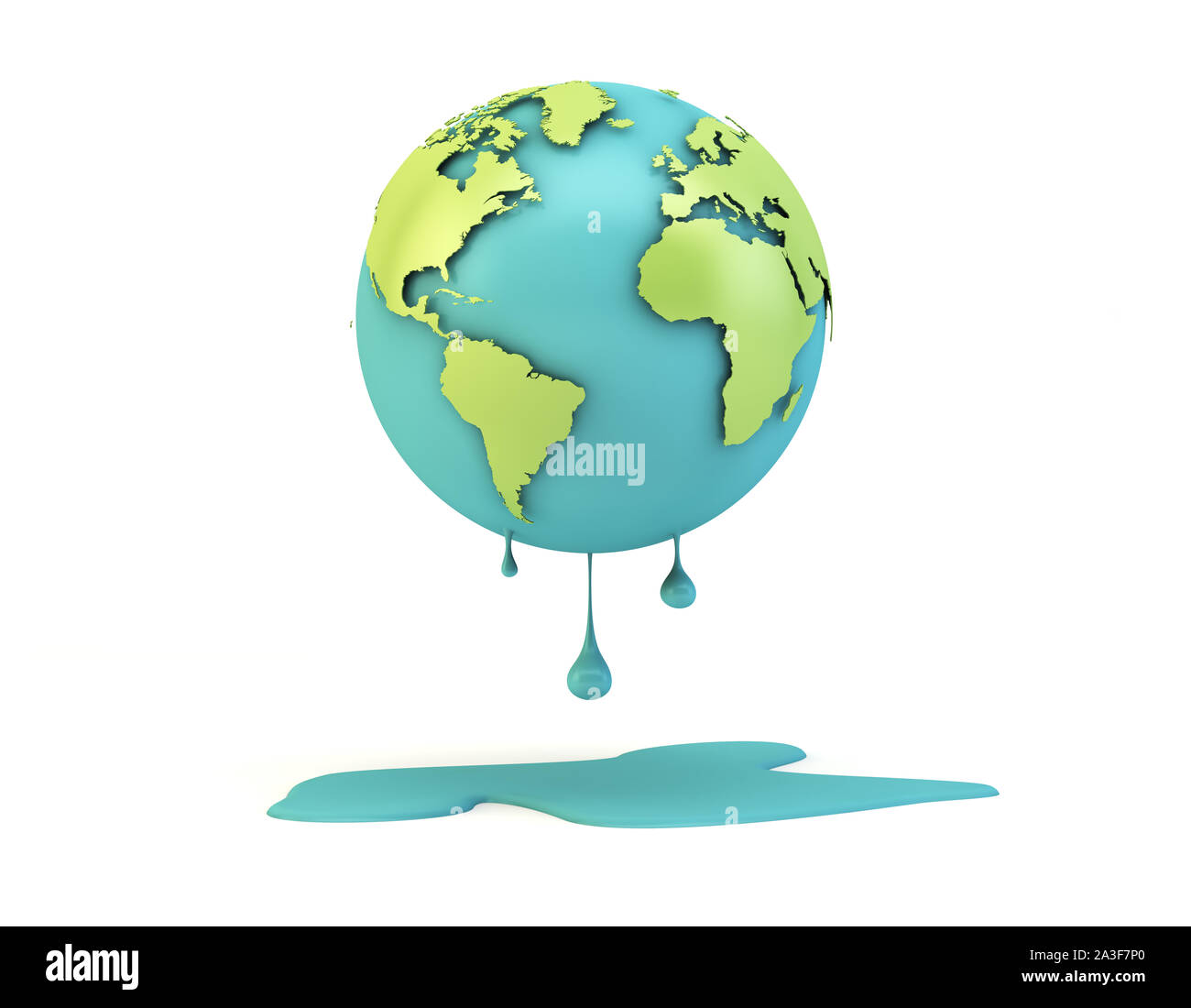 climate change concept: melting earth 3d rendering isolated Stock Photo