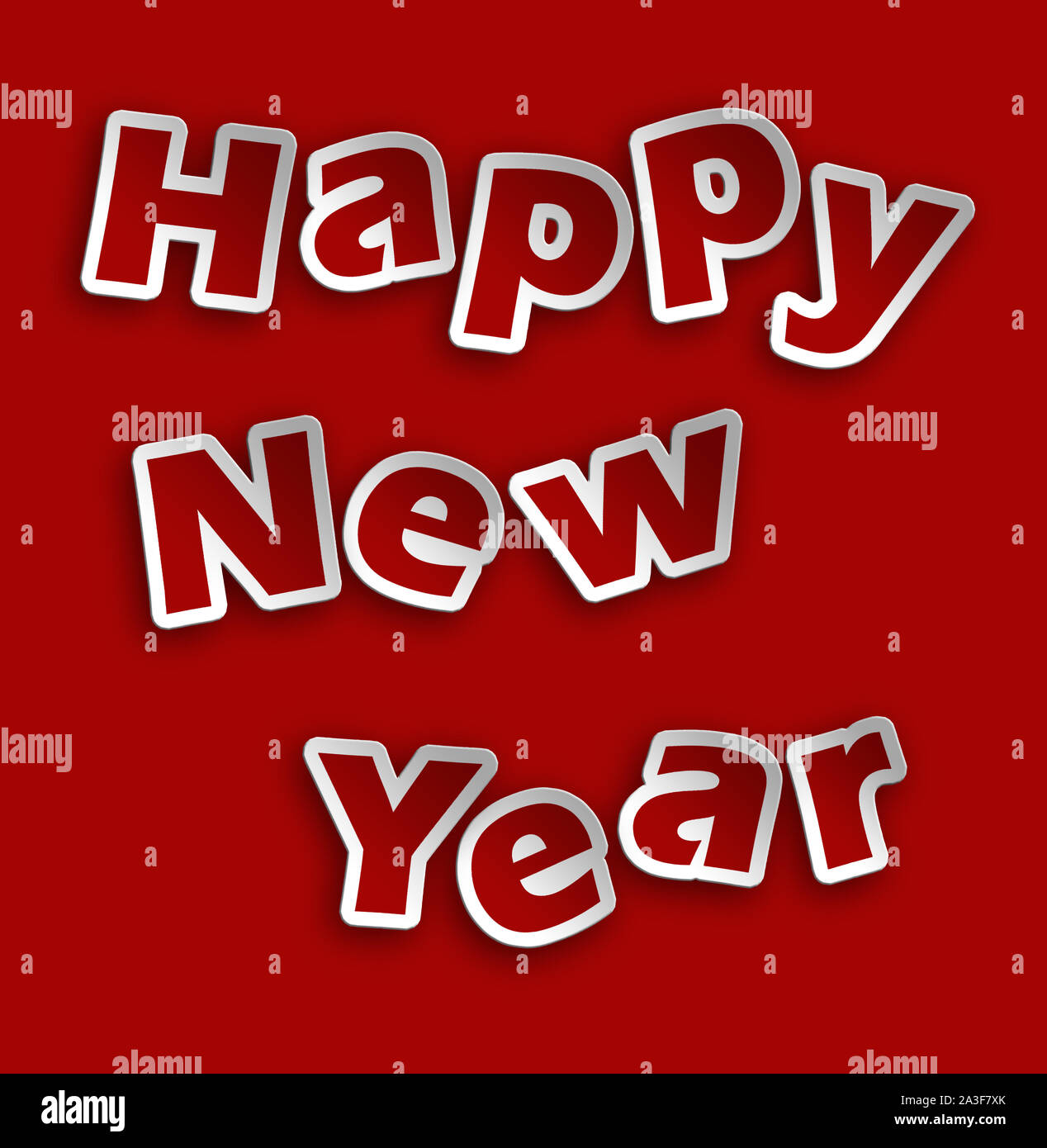 happy new year illustration with relief writing Stock Photo