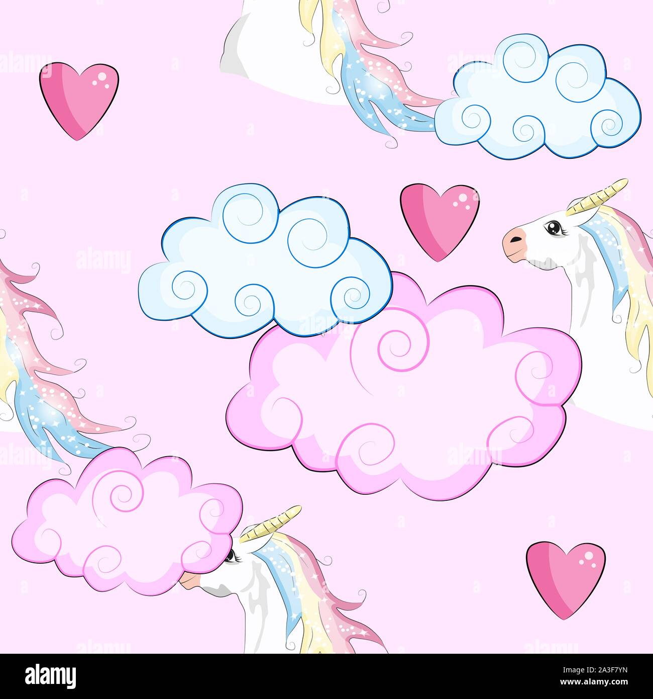 Seamless pattern with unicorn silhouette. Cute magic background ...