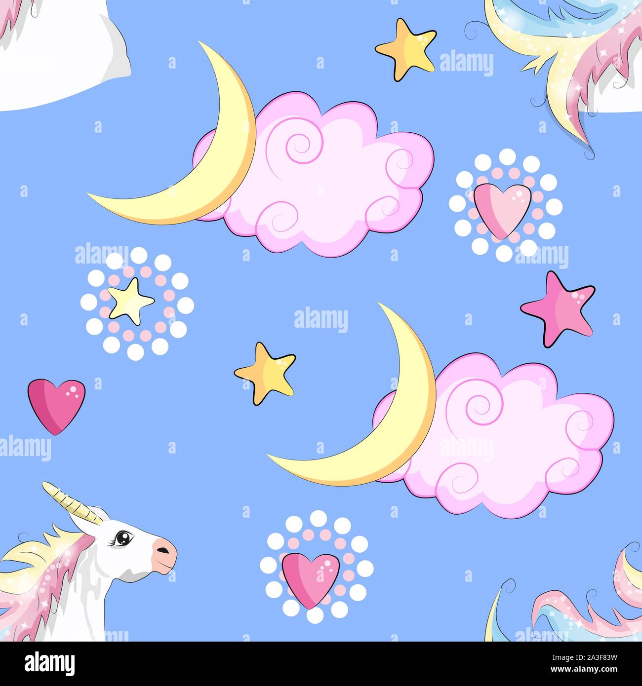 Seamless pattern with unicorn silhouette. Cute magic background ...