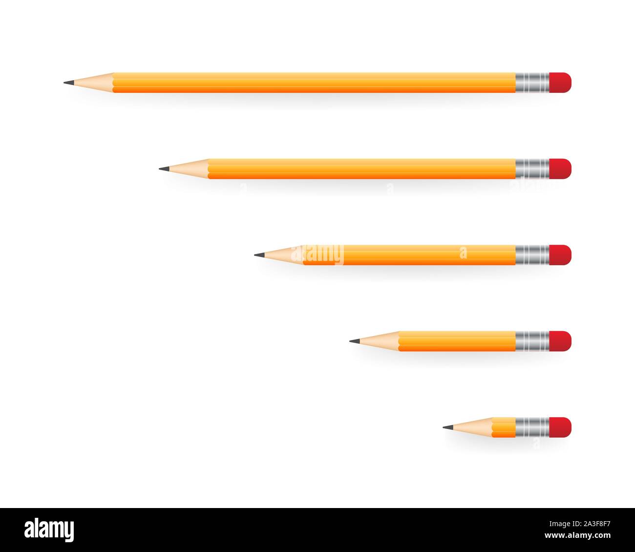 Yellow realistic pencil with shadow. Vector illustration isolated on ...