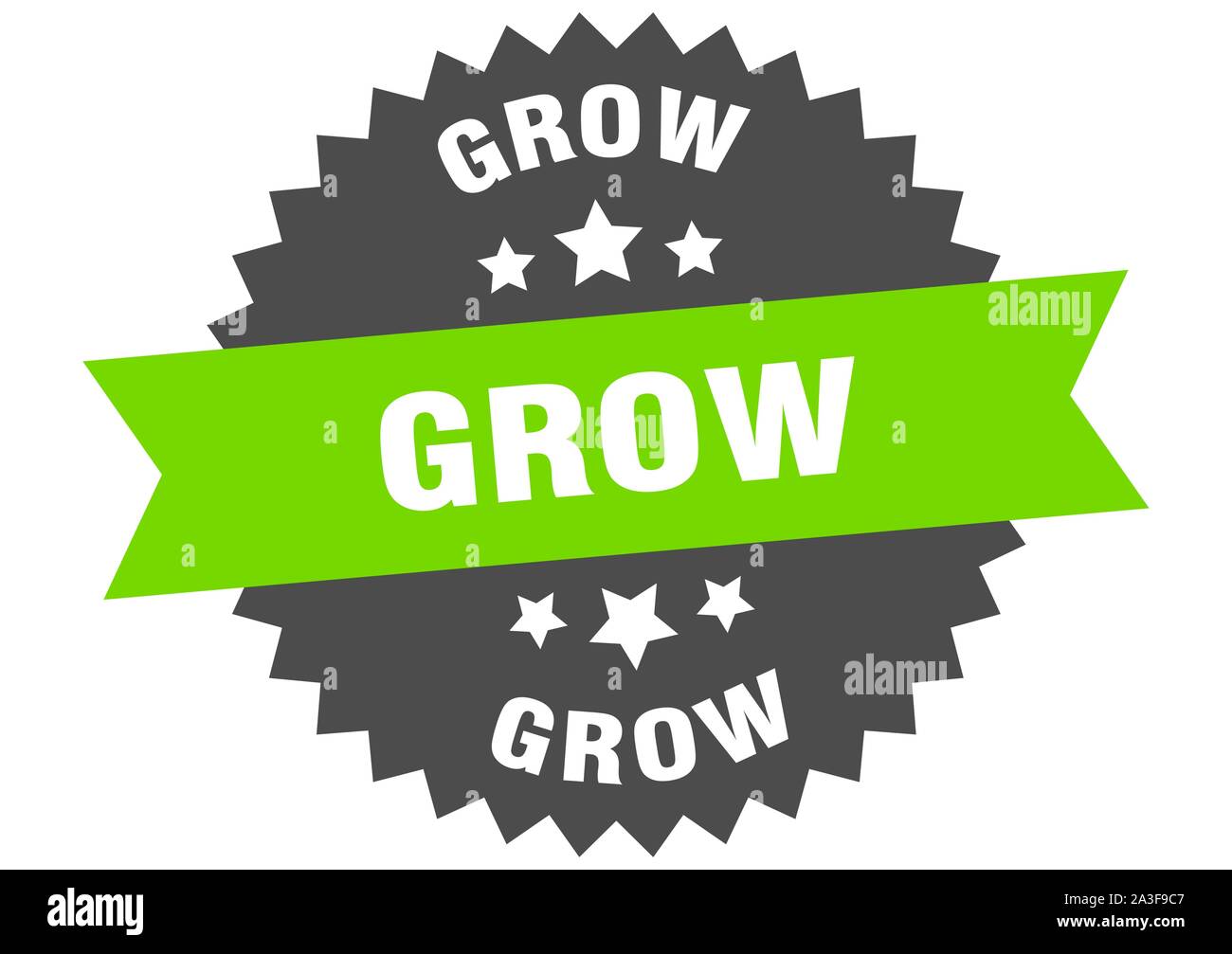 grow sign. grow green-black circular band label Stock Vector Image ...