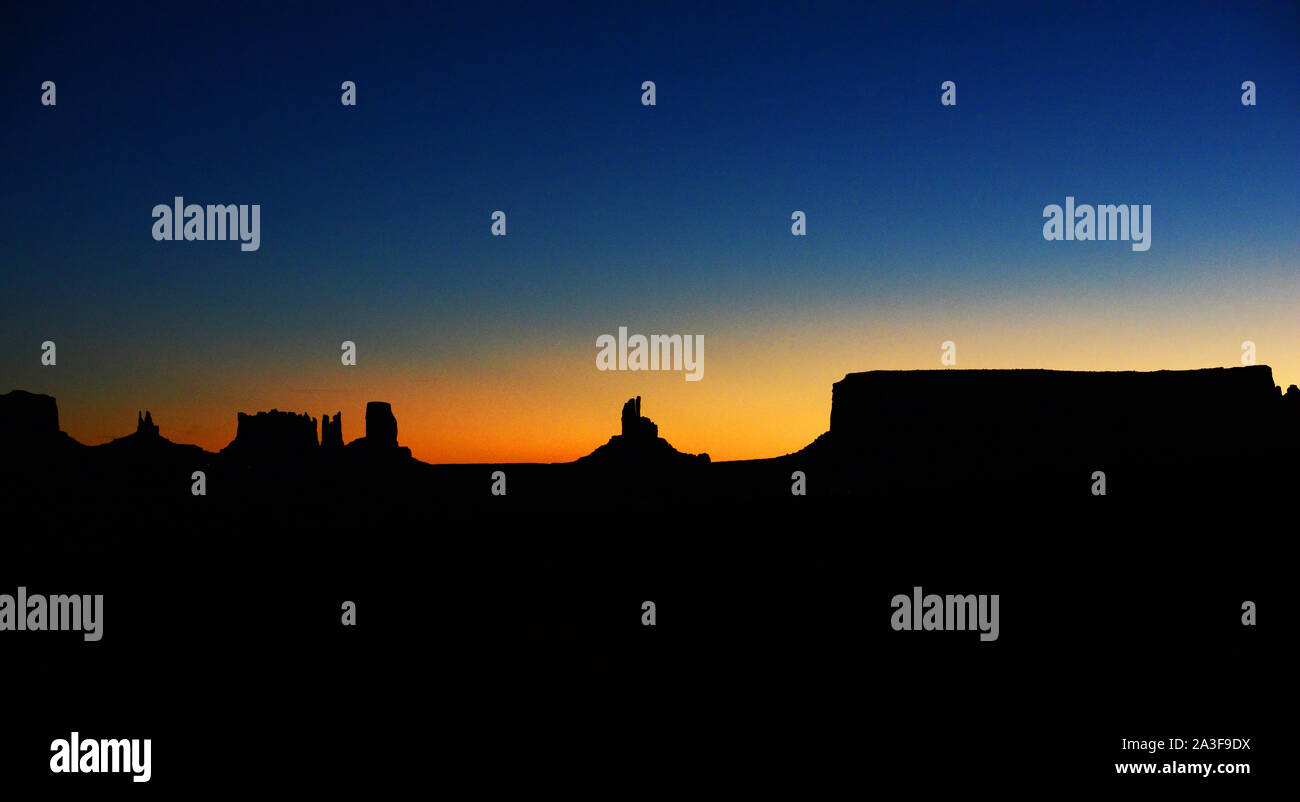 sunrise over Monument valley in the Arizona - Utah border in the USA> Stock Photo