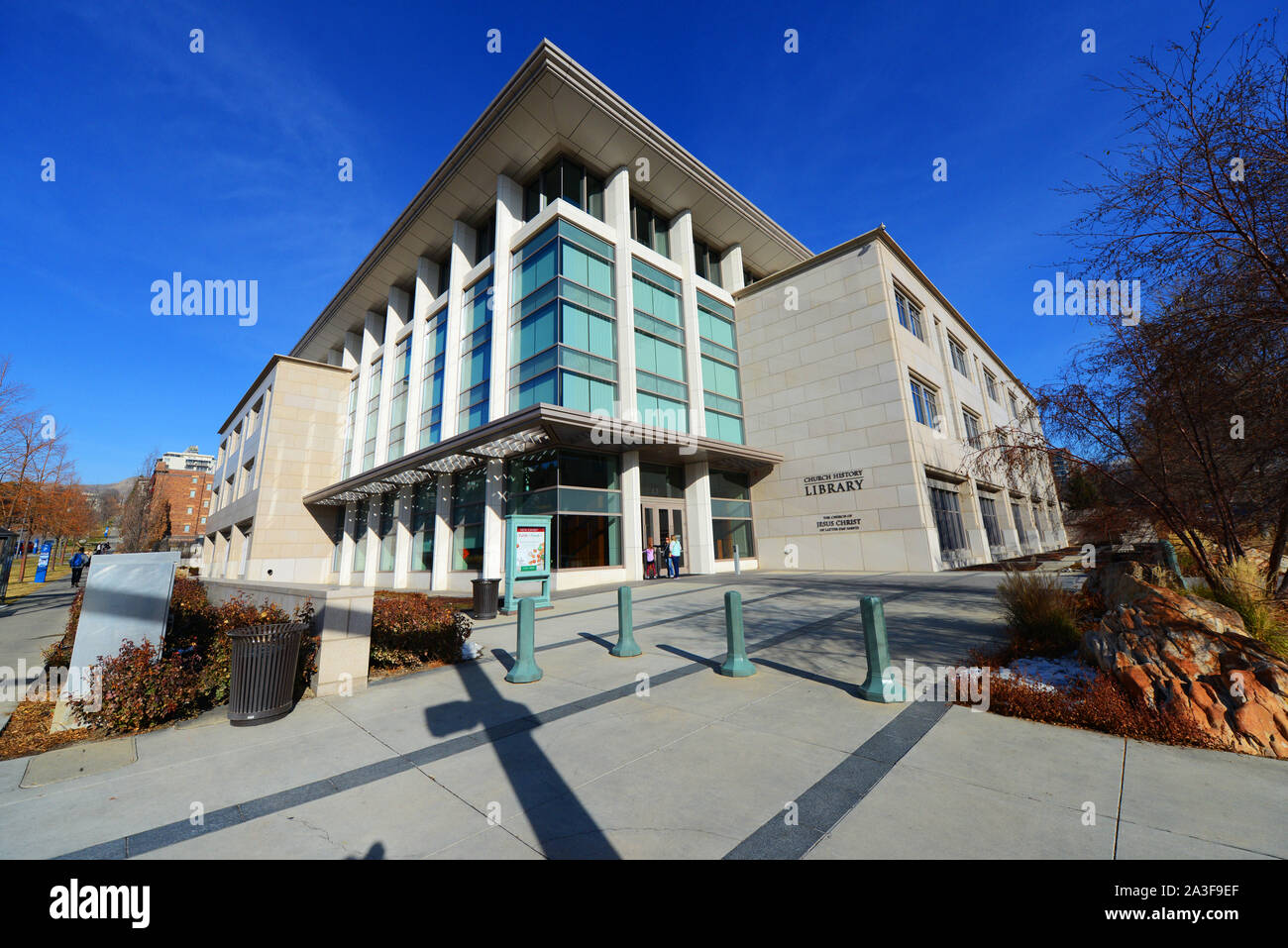 The LDS Church library building. Stock Photo