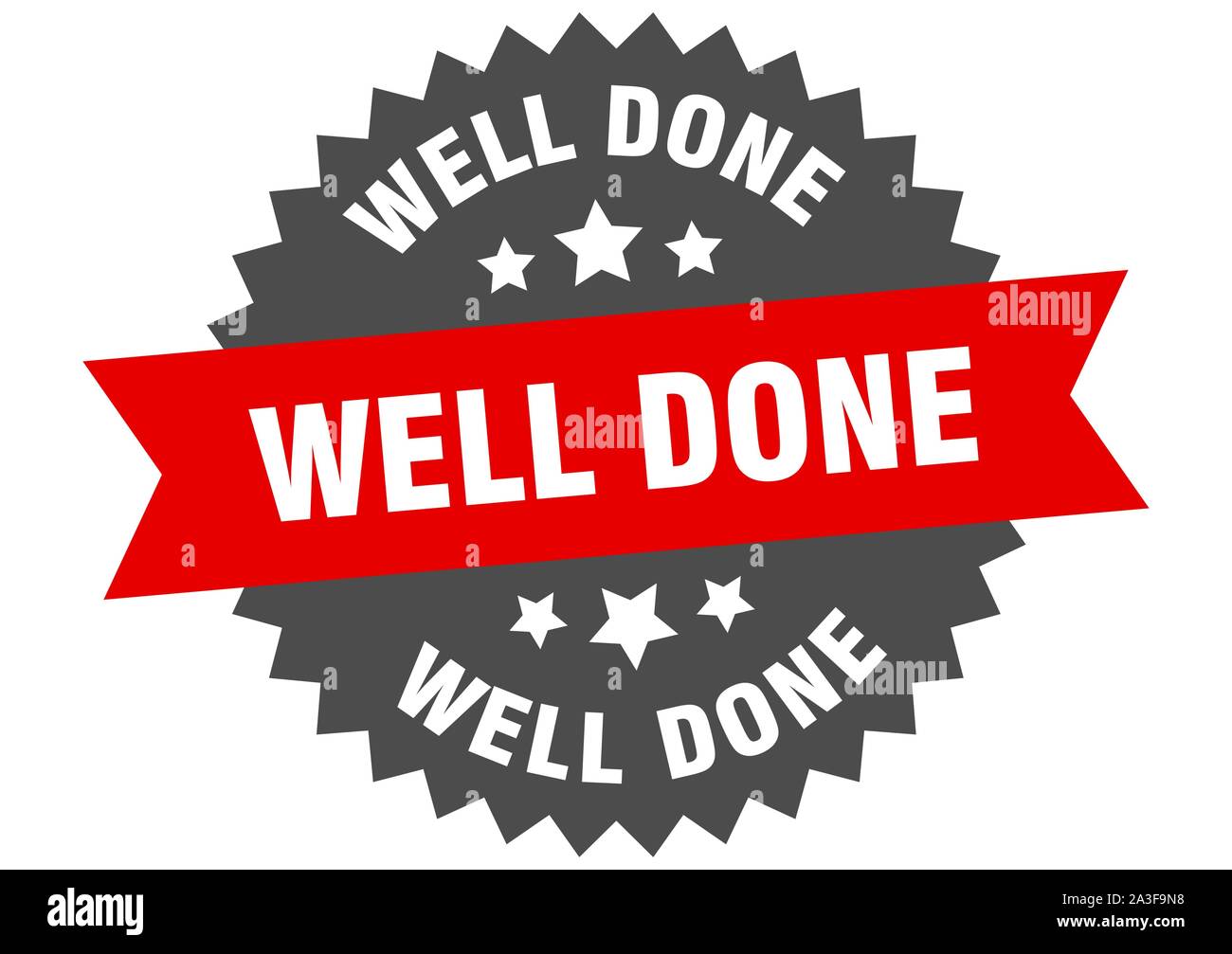 well done sign. well done red-black circular band label Stock Vector