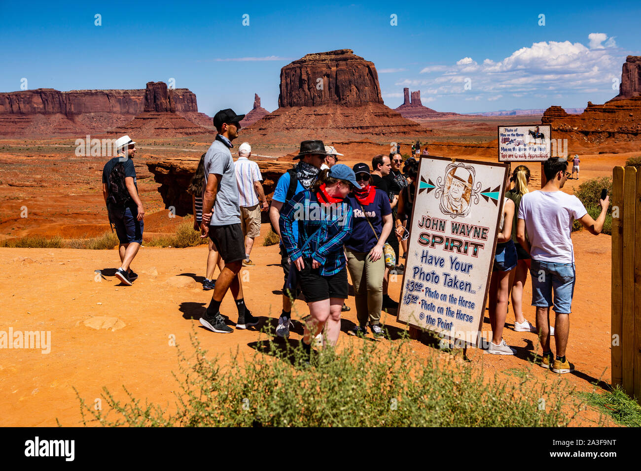 John Wayne´s Place in Monument Valley with travellers. Stock Photo