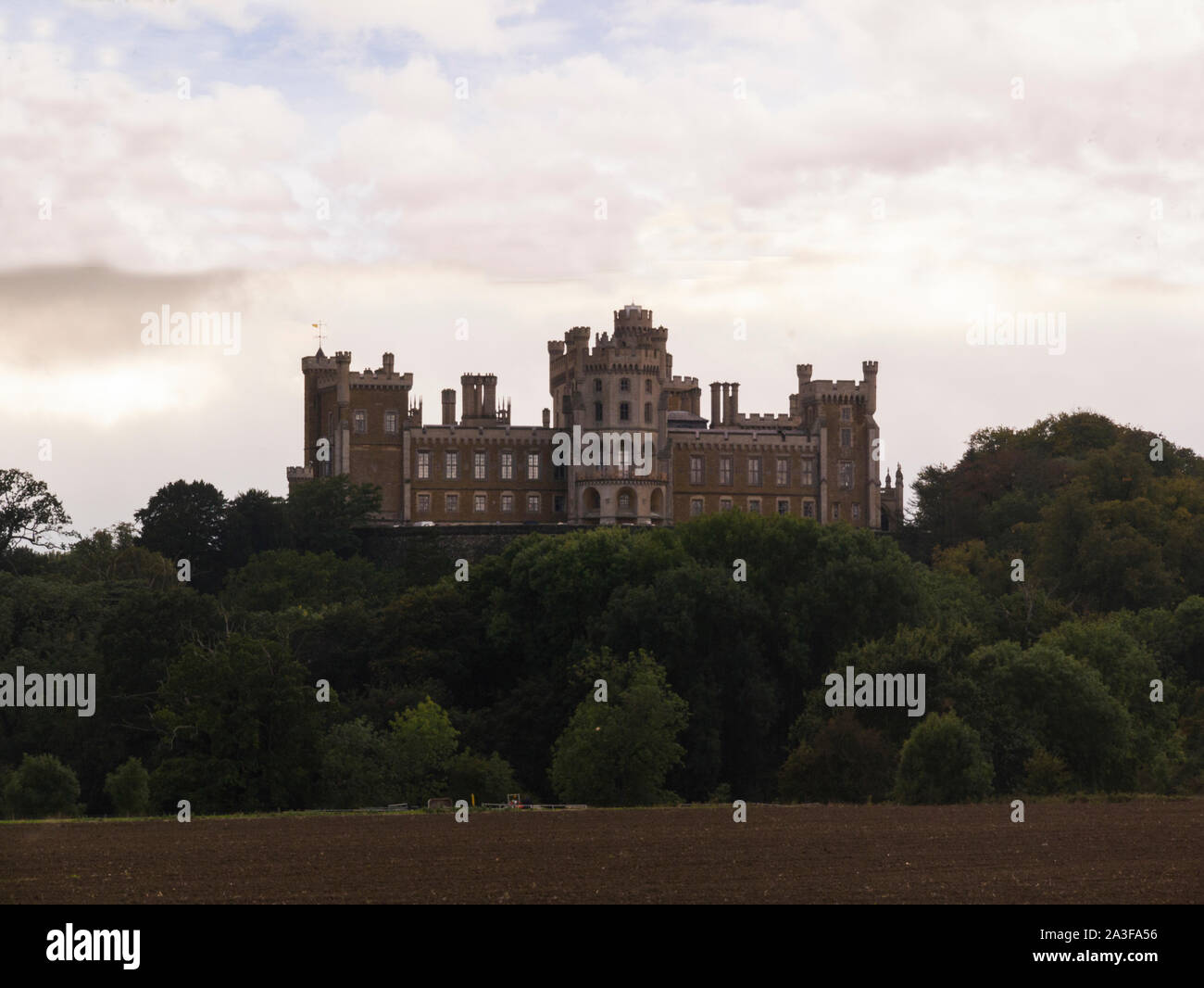 Impressive Belvoir Castle stately home overlooking the Vale of Belvoir Leicestershire East Midlands England UK seat of the Dukes of Rutford Stock Photo