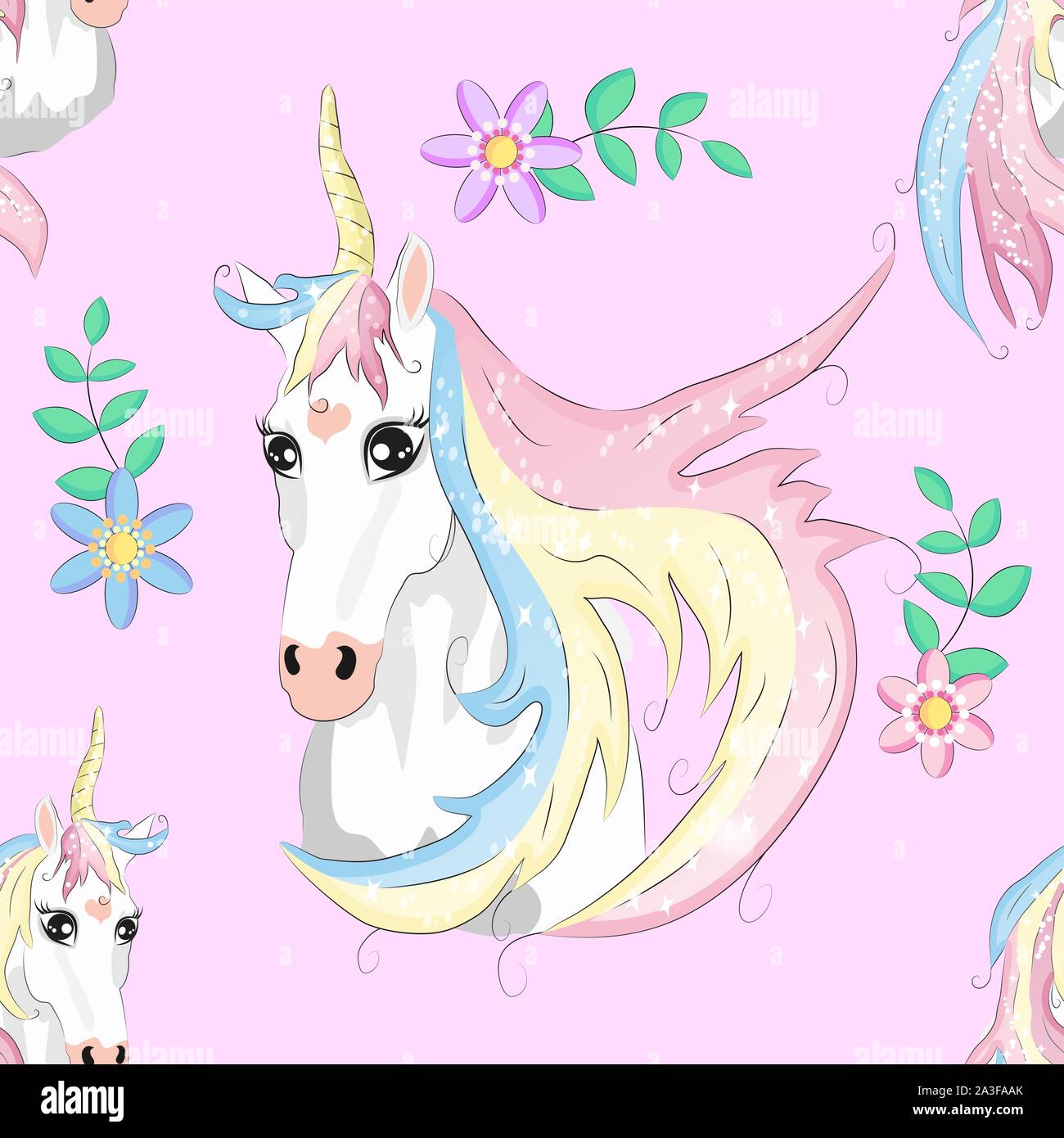 Unicorn, rainbow and magic wand pastel colors seamless pattern Stock Vector  Image & Art - Alamy