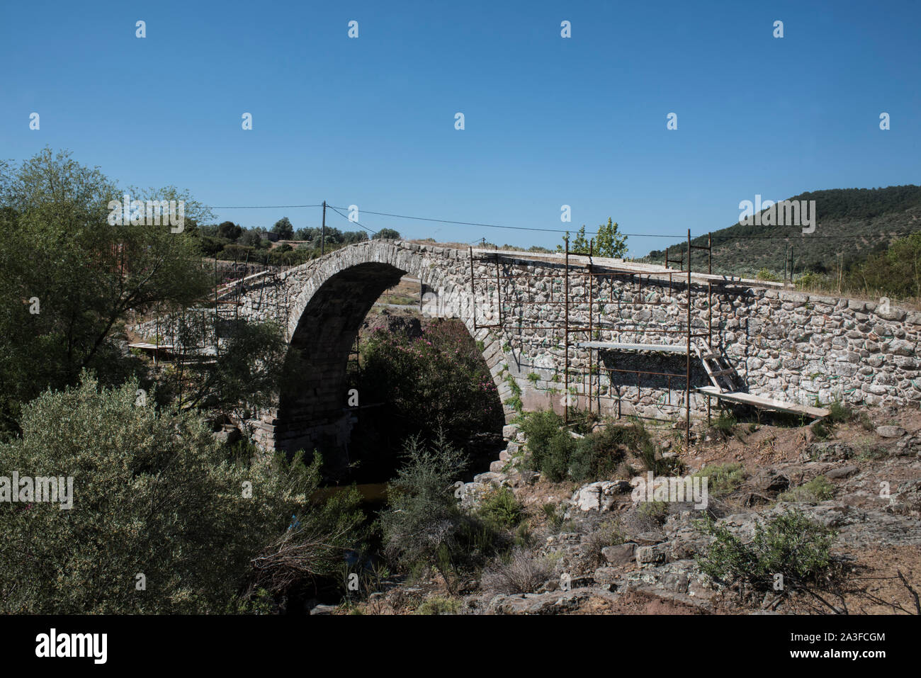 Kremasti Bridge, Lesvos, Greece. Stock Photo