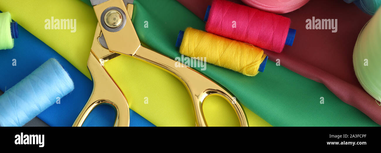 Table of hardworking tailor Stock Photo