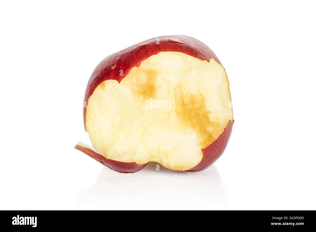 One whole bitten red apple jonagold isolated on white background Stock Photo