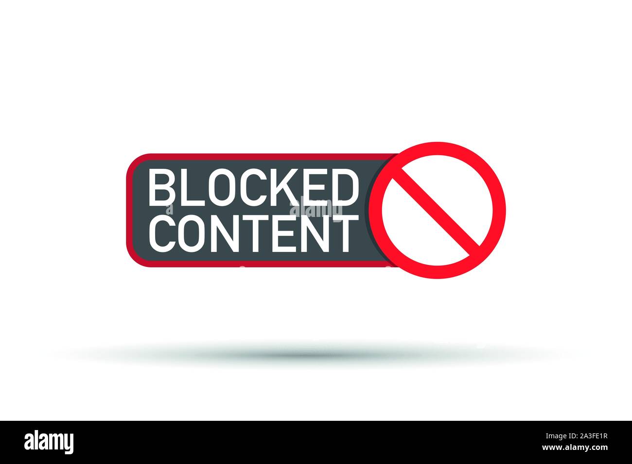 Red label Blocked Content on white background. Vector stock