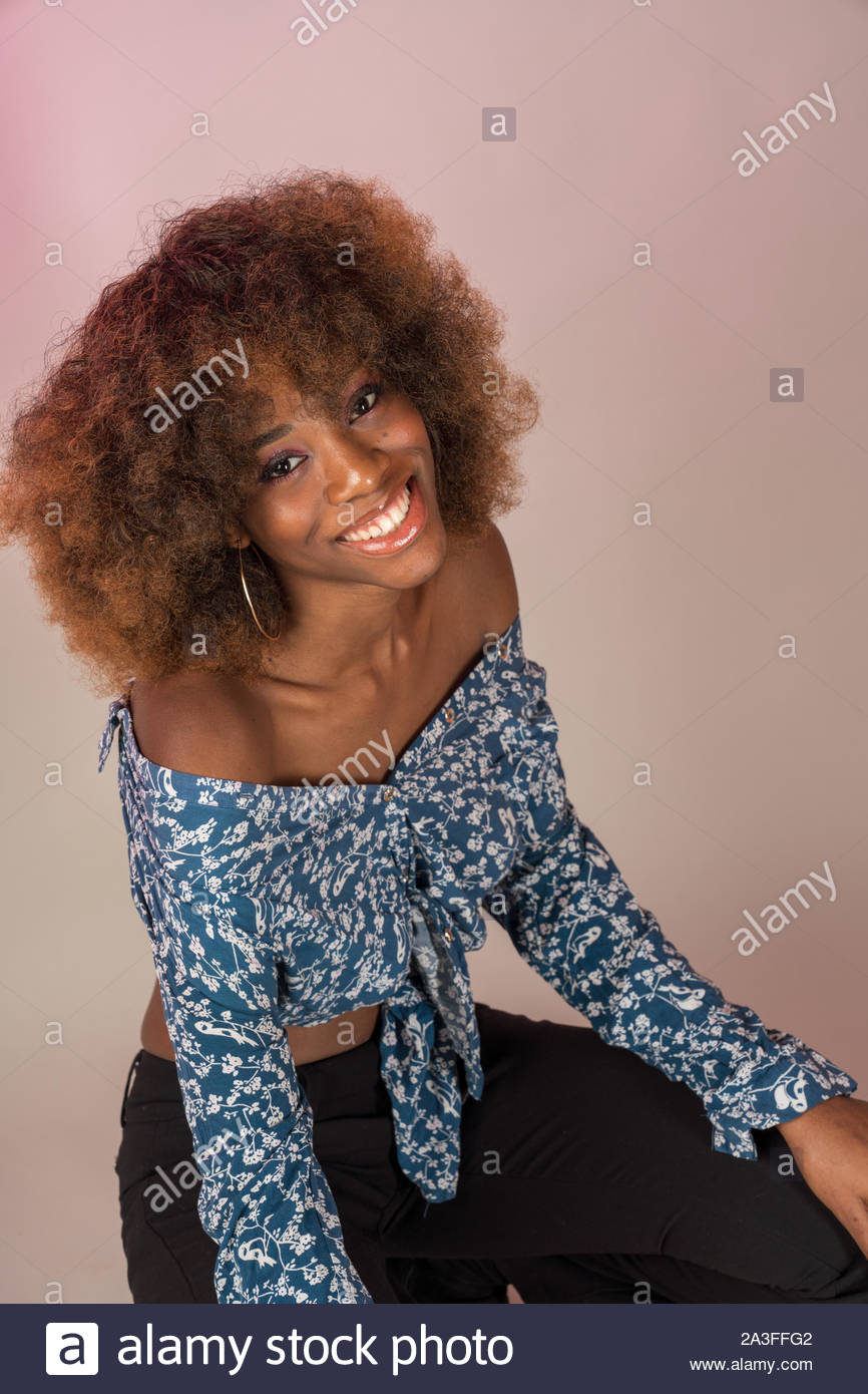 Black Woman 70s Style Afro Stock Photos Black Woman 70s Style