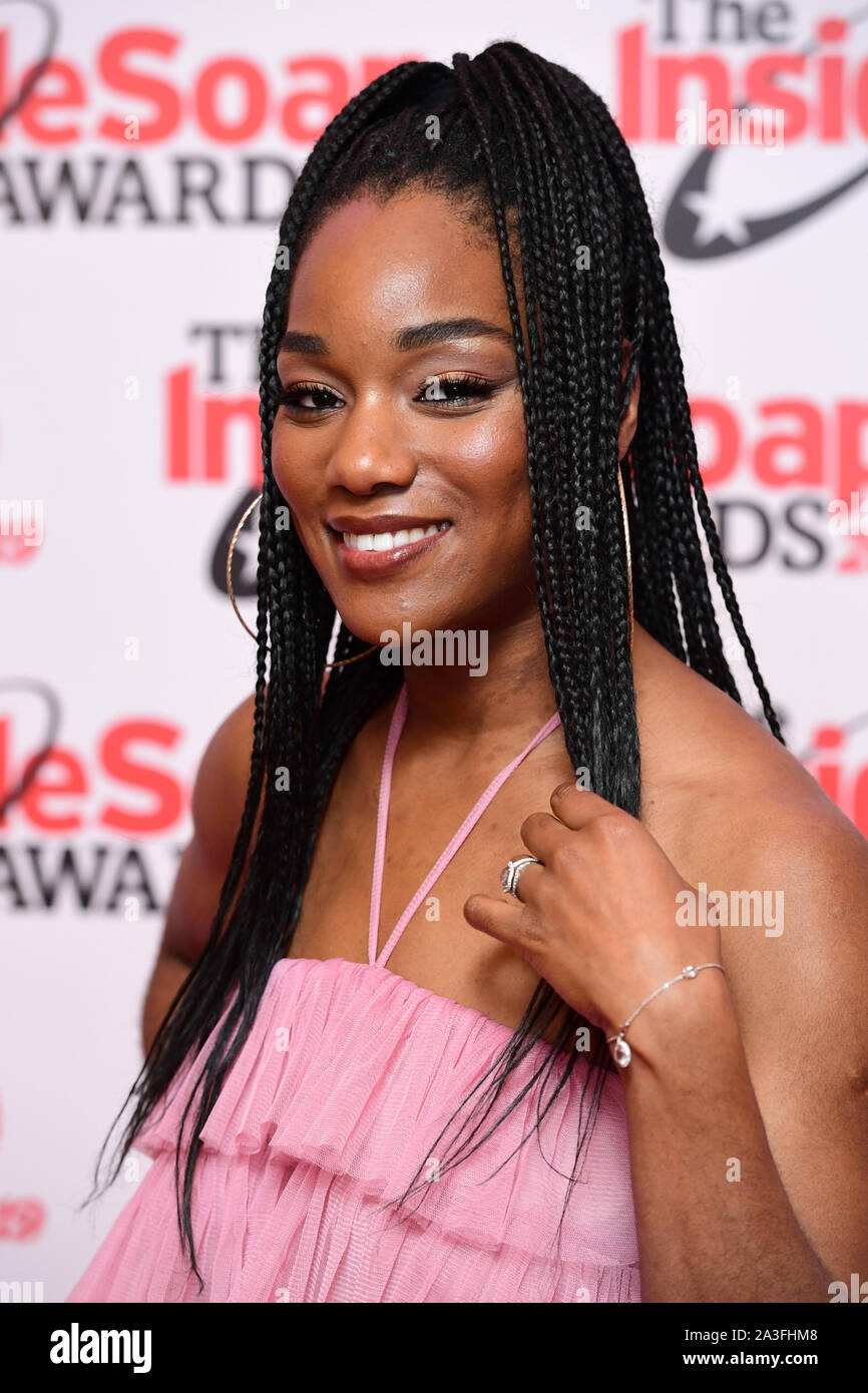 Rachel Adedeji arriving for the Inside Soap Awards 2019 held at Sway