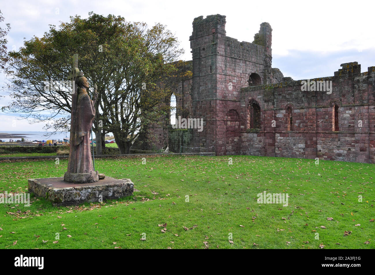 Statue of St Aidan, Holy Island, Northumberland Stock Photo Alamy