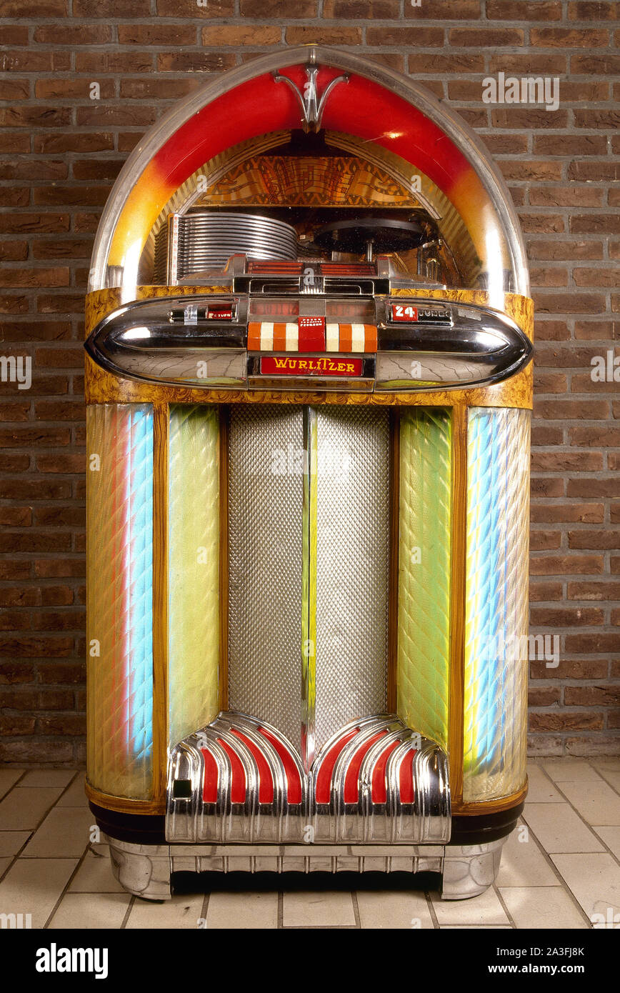 Old scanned picture of a Wurlitzer jukebox music player Stock Photo