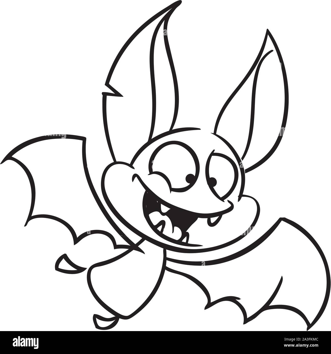 Halloween bat. Vector cartoon bat icon. Coloring book Stock Vector