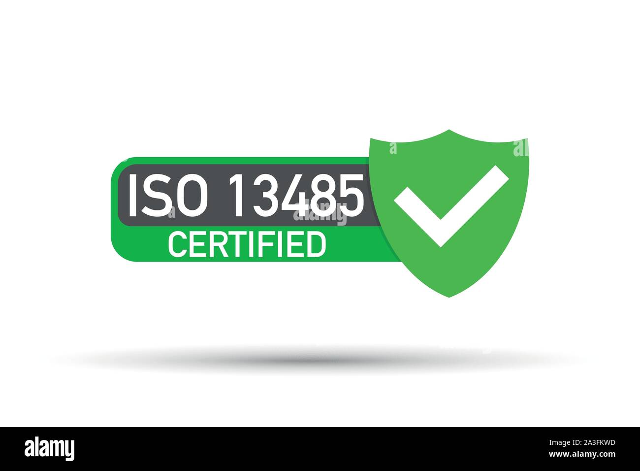 ISO 13485 Certified badge, icon. Certification stamp. Flat design ...