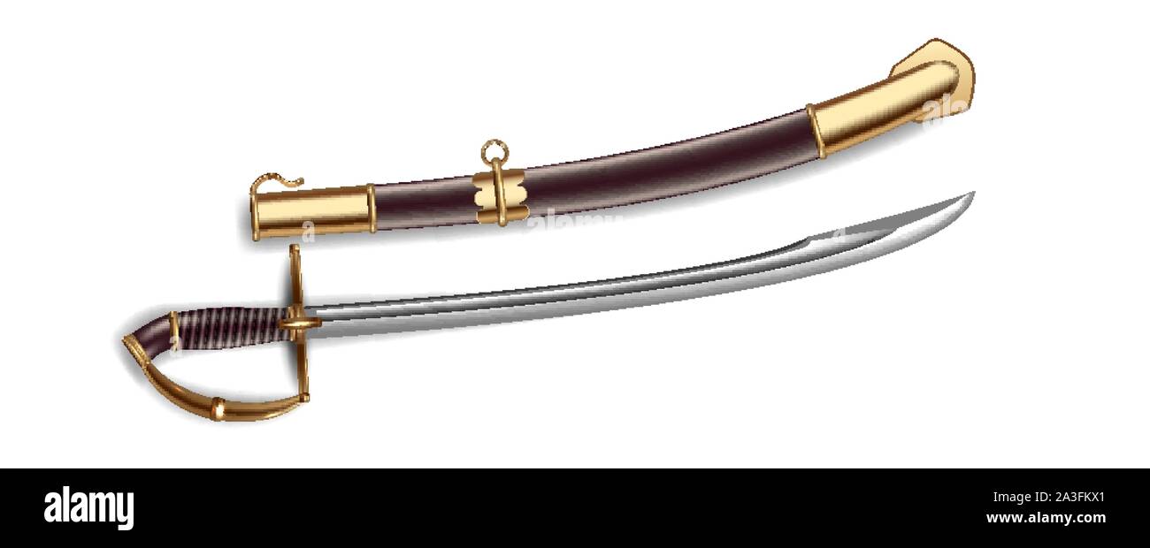 Beautiful Old Saber With Copper Handle Vector Stock Vector