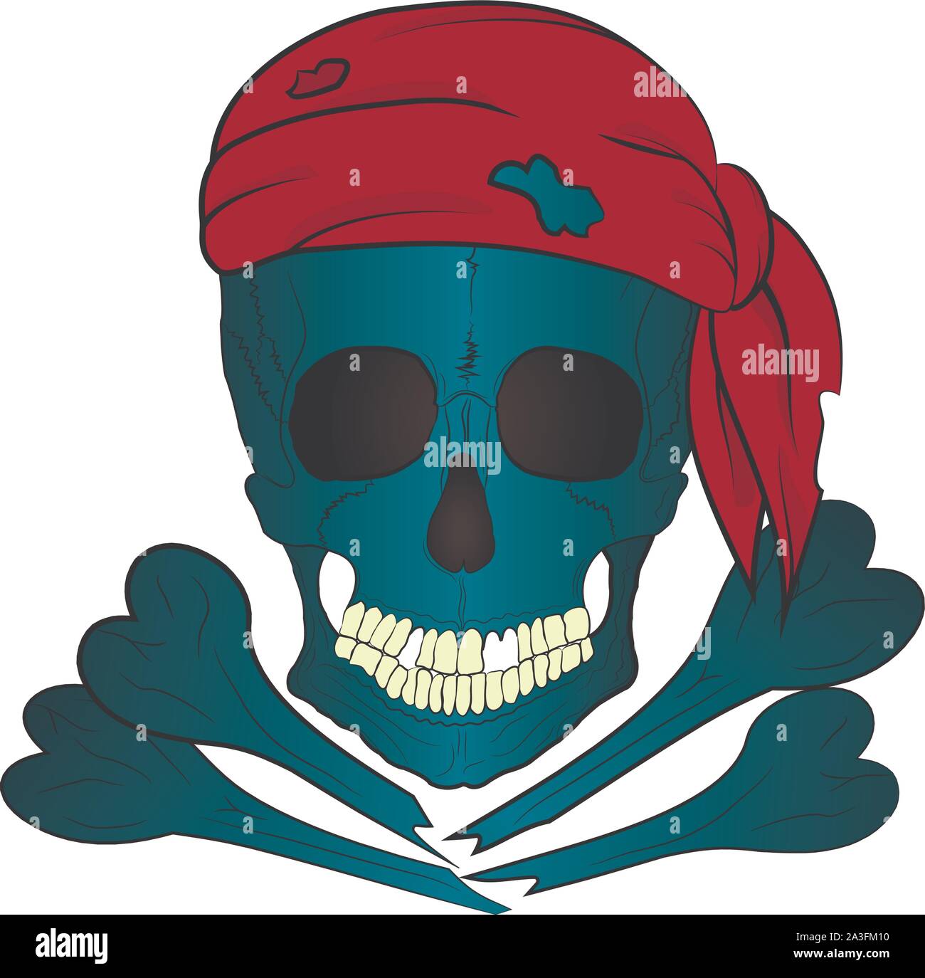 Pirate Skull Red Bandana Party Youth T-Shirt