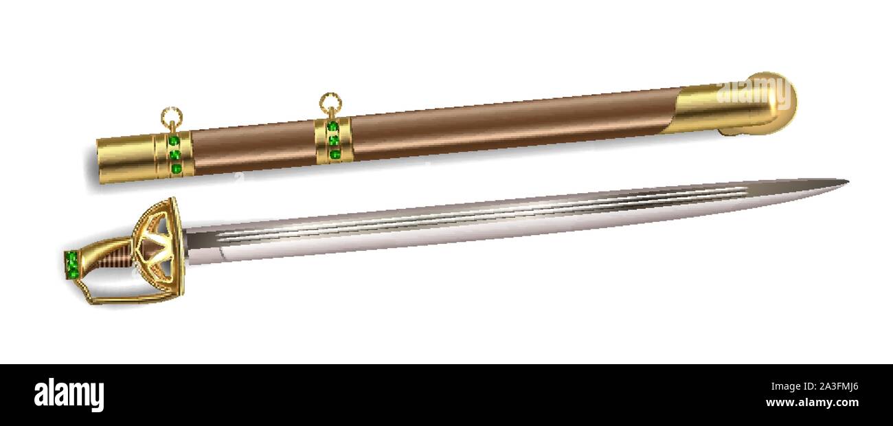 Beautiful Double-edged Straight Sword Jian Vector Stock Vector