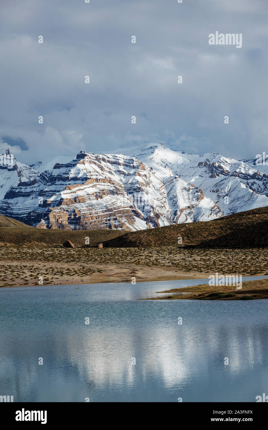 Dhankar Lake. Spiti Valley, Himachal Pradesh, India Stock Photo