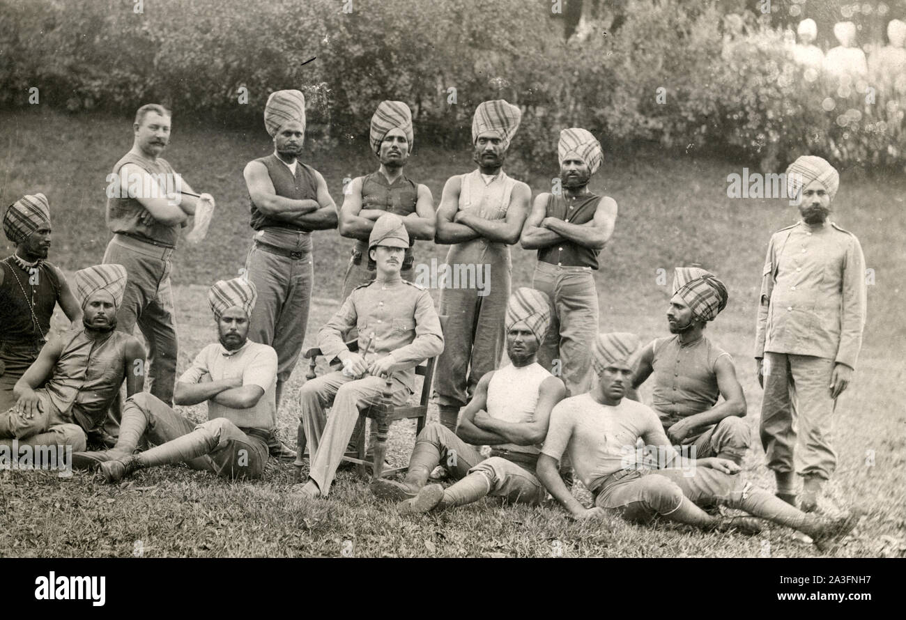 Indian soldiers with turbans British army, c1900 Stock Photo