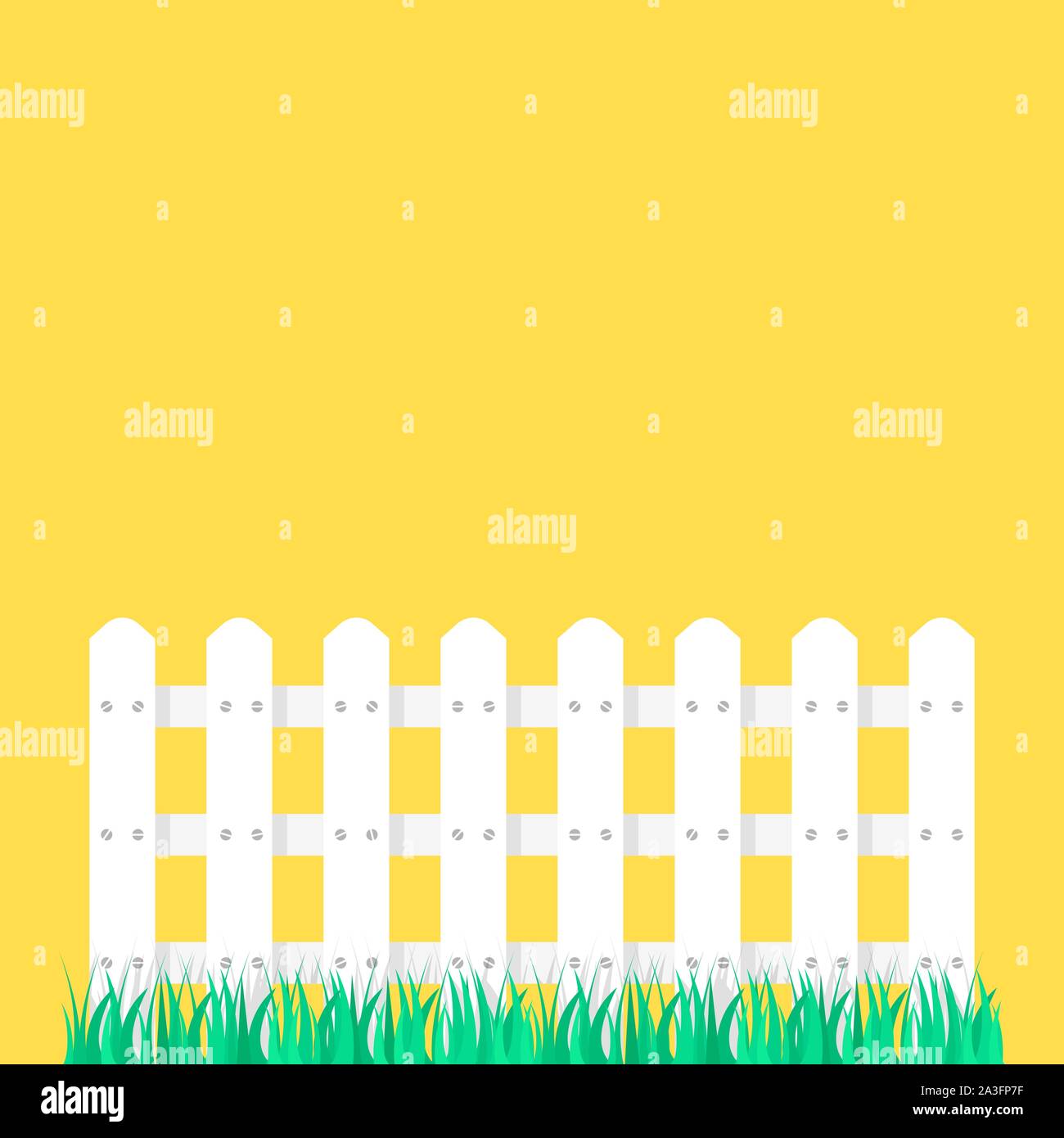 white fence garden on green grass Stock Vector