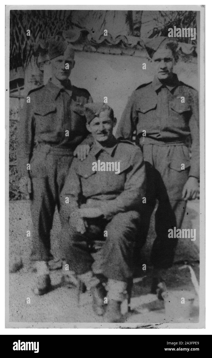 Photograph Sent to My Grandmother in 1944 of My Uncle and 2 Friends Stock Photo