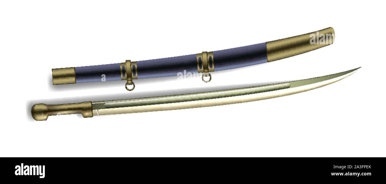 Cossack Saber With Fine Edge And Scabbard Vector Stock Vector