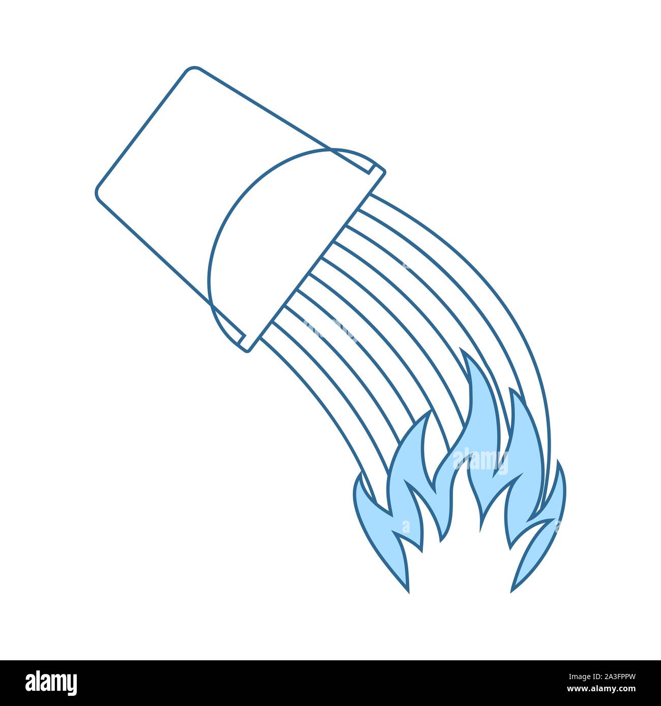 Fire Bucket Icon. Thin Line With Blue Fill Design. Vector Illustration