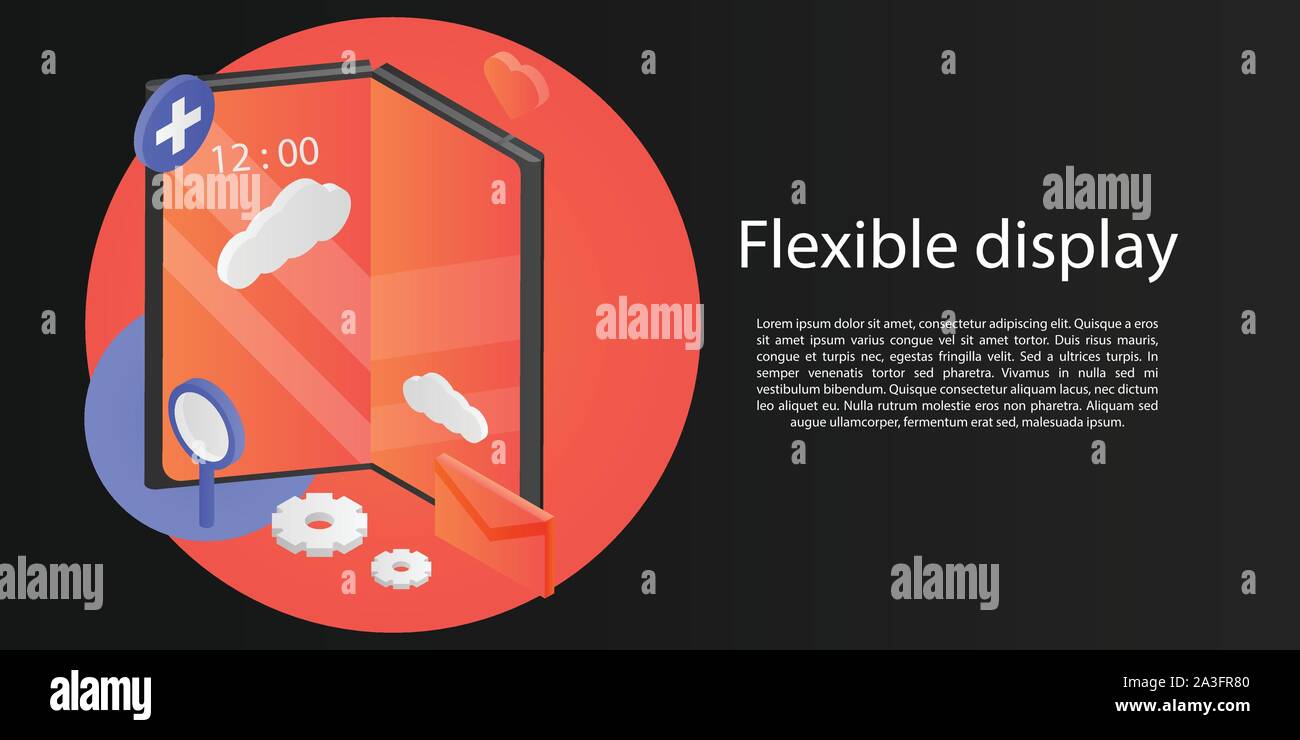 Flexible display concept banner, isometric style Stock Vector