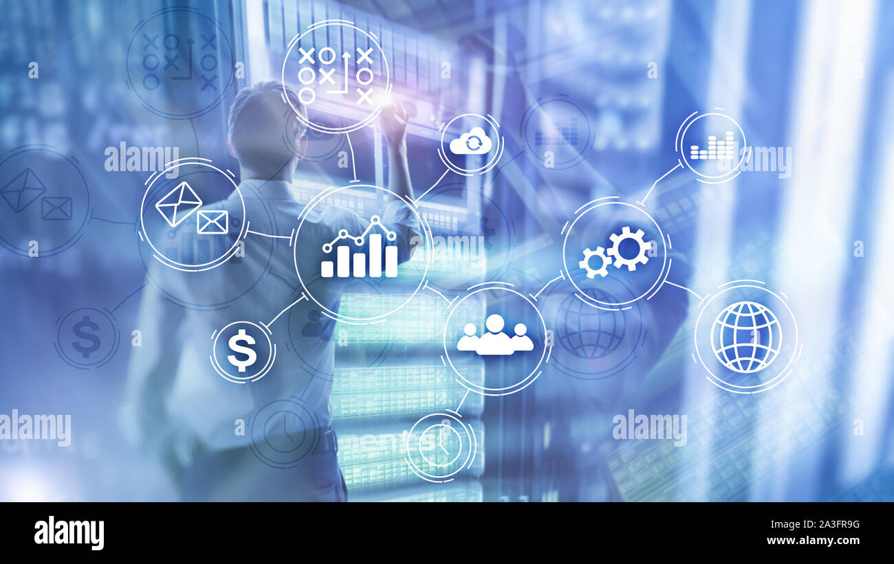 Business process automation concept on blurred background Stock Photo ...