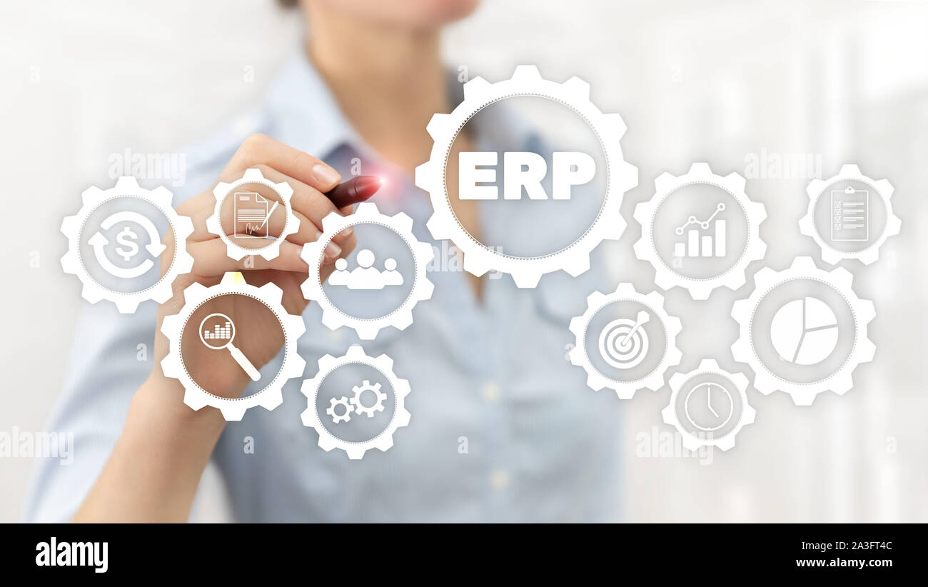 ERP system, Enterprise resource planning on blurred background ...