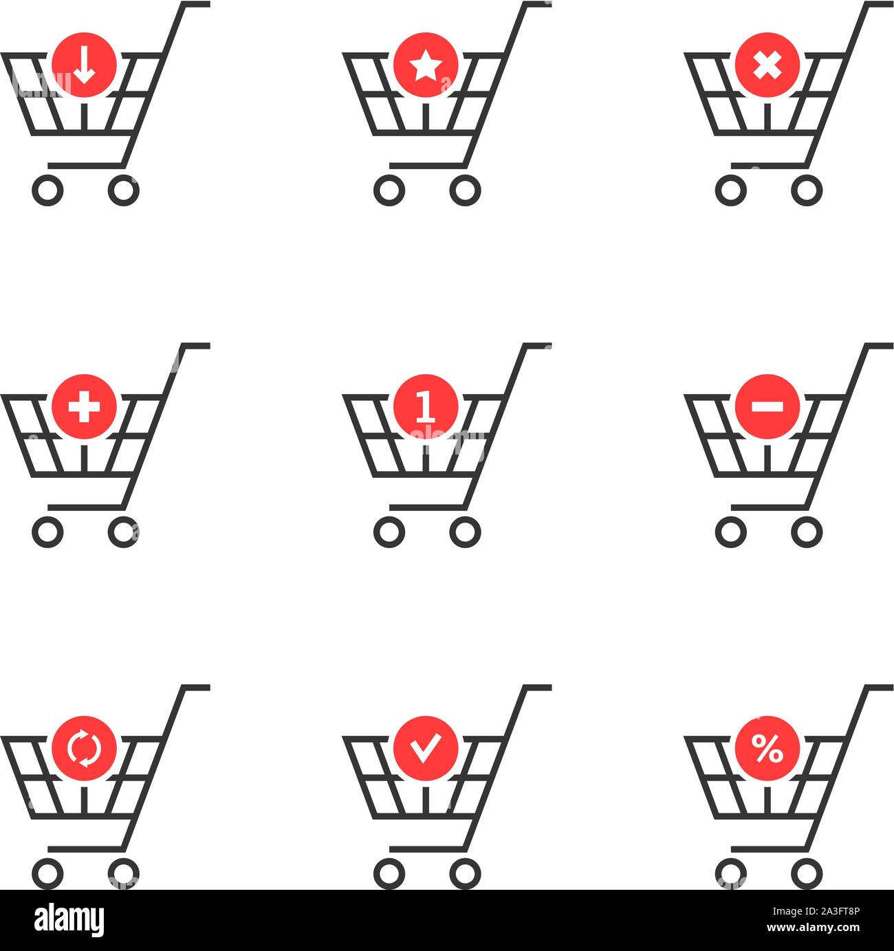 thin line set of shopping cart icon on white background Stock Vector ...