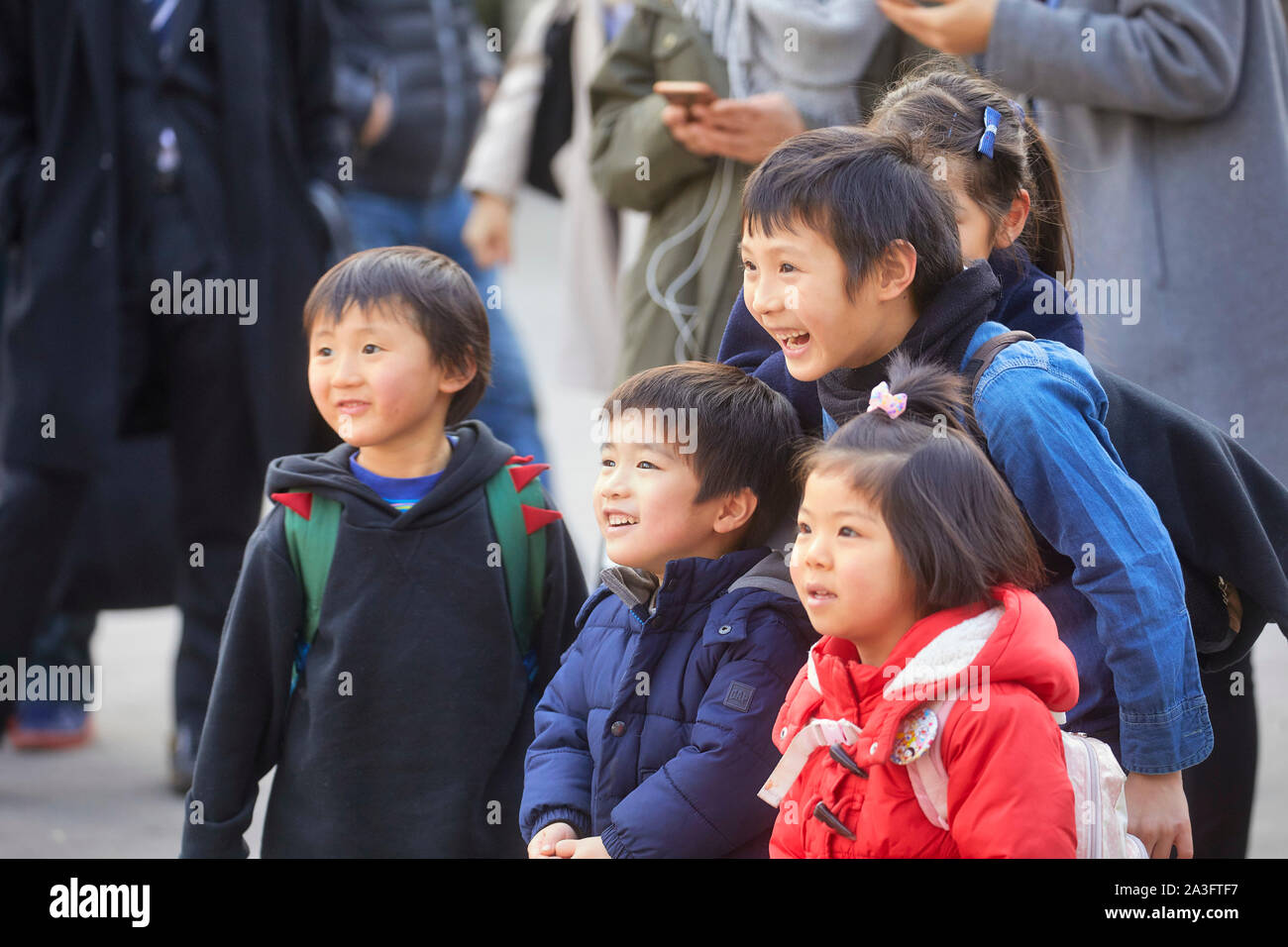 Japan Tokyo Children near Ueno station 6-1-2018  foto Jaco Klamer Stock Photo