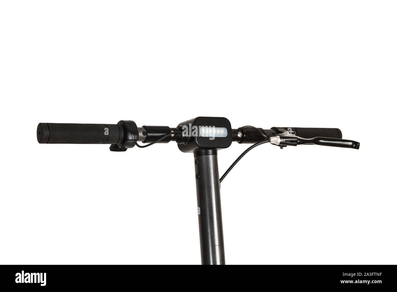 Handlebar of an electric scooter on a white background Stock Photo Alamy